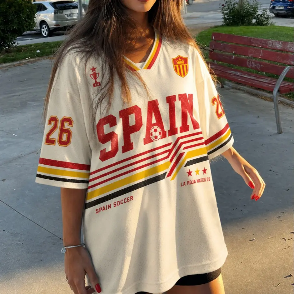 Spain Soccer Jersey, Retro Spanish Football Fan Shirt, Vintage Red Yellow Soccer Shirt, Spain Game Day Gift