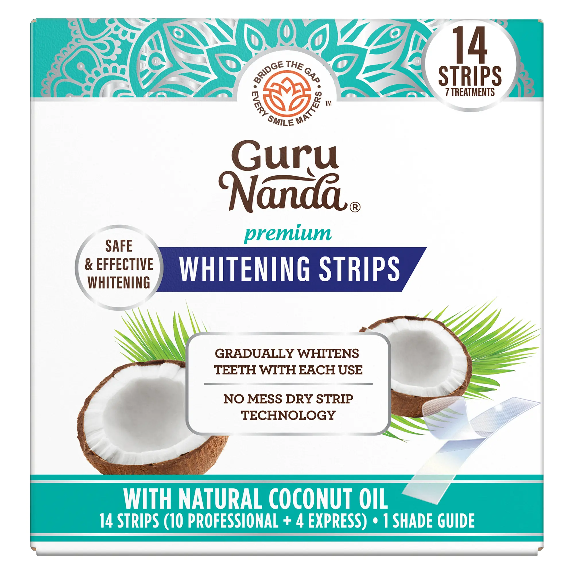 GuruNanda Whitening Strips, 7-day treatment (7 Packets - 2 Strips per pack) - Non-Slip, Dry Strip Technology GuruNanda Whitening Strips, 7-day treatment (7 Packets - 2 Strips per pack) - Non-Slip, Dry Strip Technology
