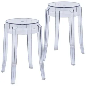 Averill Modern Plastic Dining Stool with Sturdy Seat and Legs Set of 2
