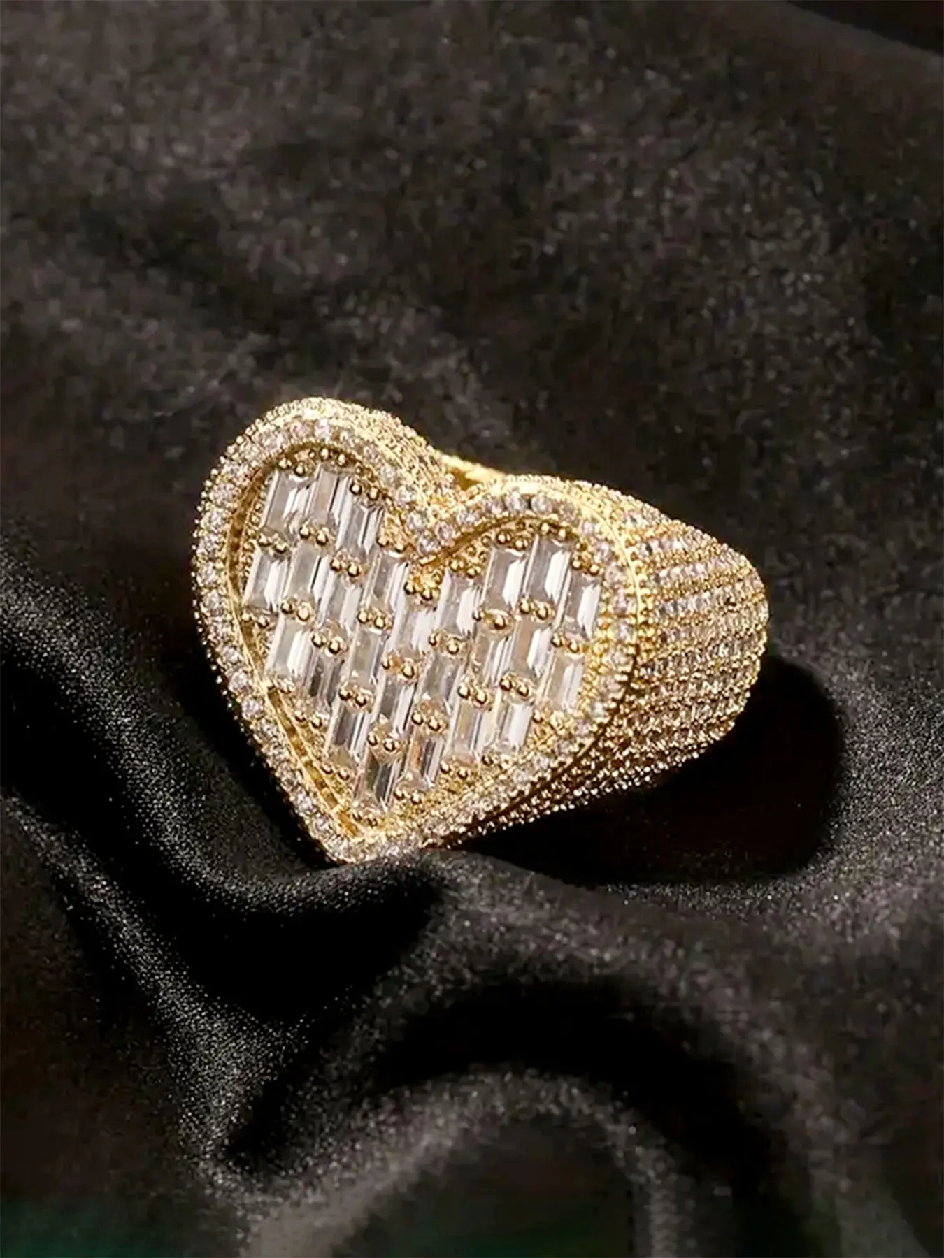 1 PC Luxury Cubic Zirconia Inlaid Heart Signet Ring For Women For Wedding Engagement Party Jewelry Beautiful Rings Valentine's Day Gift Heart Shaped Ring Heart Design Ring Elegant Engagement Ring Bridal Ring