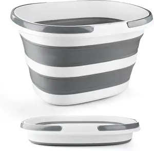 Collapsible Mop Bucket with Handle for Cleaning, 16L(4.2 Gallon) Silicone Square Mopping Bucket for Windows Cleaning or Car Washing, Cleaning Supplies Organizer Plastic Bucket for Storage