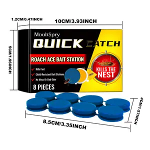 Cockroach Gel Quick Catch Roach Ace Bait Station - 8 Pieces, Pet Friendly ，No Mess, Powerful Formula for Kitchen & Casa Pest Defense
