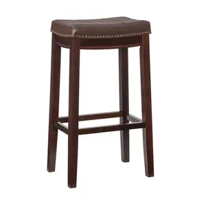 Padded Saddle Seat Barstool Hardwood Brown - Linon
