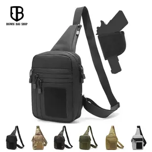 BIGWIG Men's Tactical Shoulder Bag - Crossbody Concealed Carry Chest Bag - Men's Crossbody Bag - Stand-Up Shoulder Strap Chest Bag - Waterproof Oxford Cloth outdoor bag backpack, Versatile Bag, Stand-Up Strap