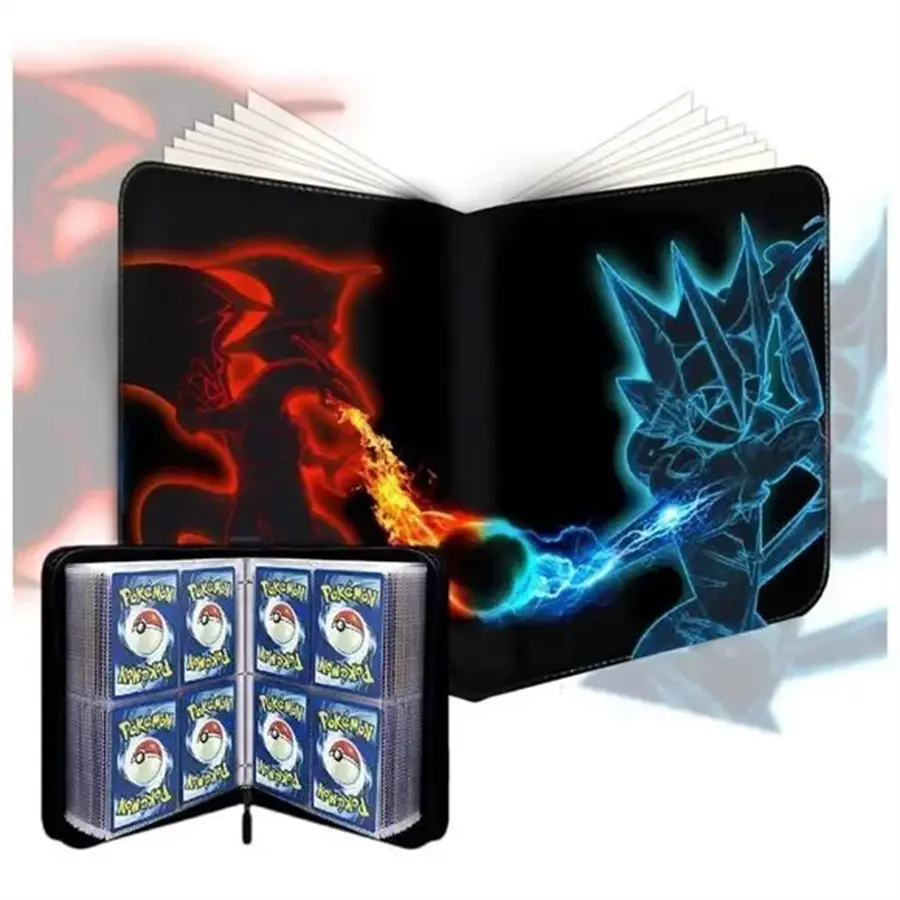 PTCG 4-Pocket Portable Collector Album - 440-Card Storage, Waterproof PU Fabric, 3-Ring Design, 55 Removable Sleeves for Football, Baseball, Skylanders with Vibrant, Appealing Designs