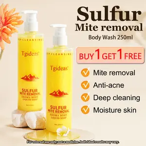 [mothersdaygift] Buy 1-Get 1 Free!Tgideas All-in-One Sulfur Body Wash & Shampoo 250ml - Clear Skin, Gentle Formula, Organic Ingredients, Anti-Acne, Mite Removal, Deep Cleansing for Men & Women Cleanser Scent