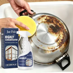 Stainless Steel Cleaner and Polish Spray 4oz, Effective Rust Grease Fingerprint Grime Remover, Multipurpose Cleaning Solution for Kitchen Sink Metal Cookware Household Metal Utensils