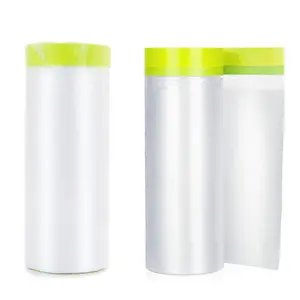 Pre-Taped Masking Film 2 Rolls 59" x 66' Automotive Painters Tape and Plastic Painting Film for Covering  Walls Windows and Floor Furniture Protection