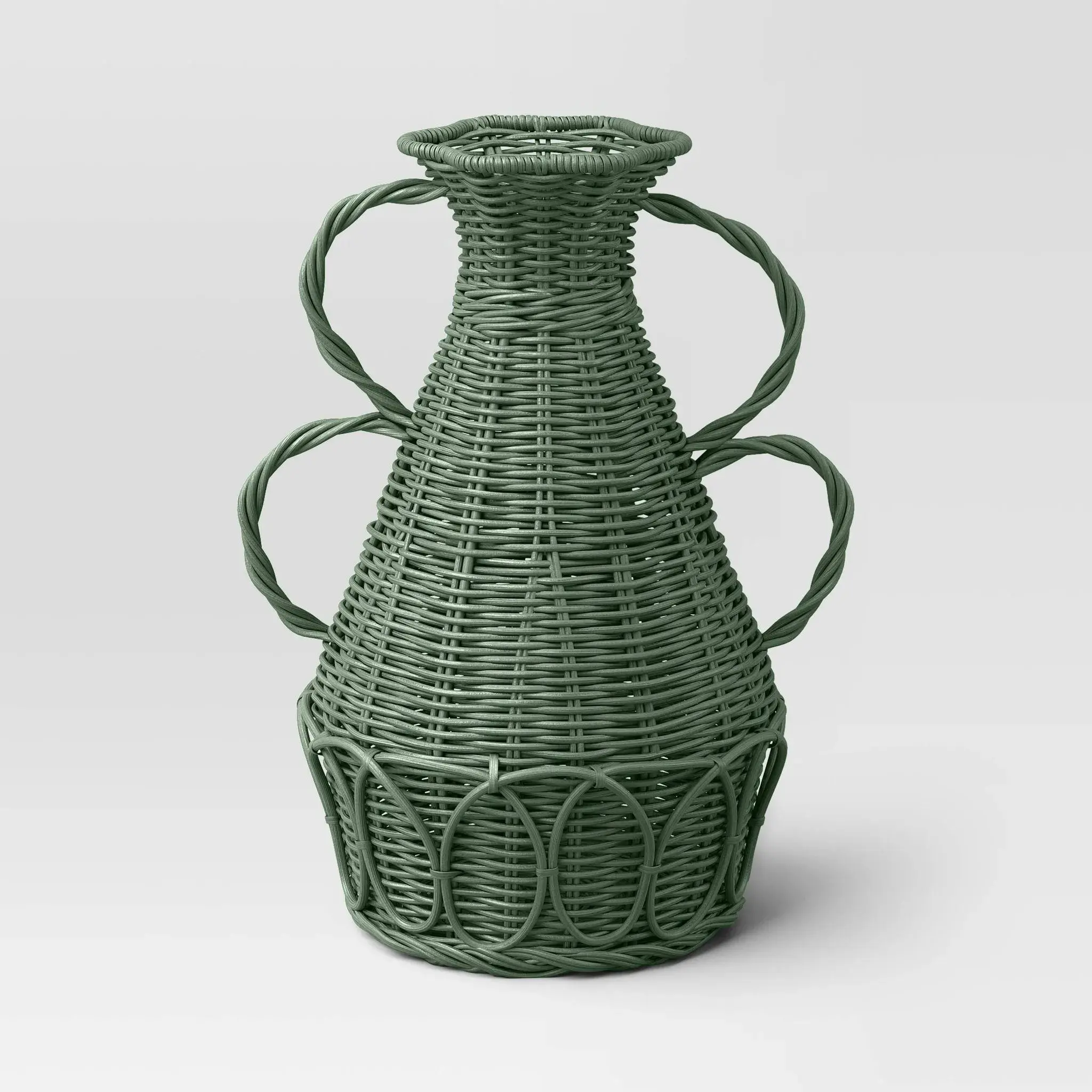 Coastal Small Rattan Vase - Blue