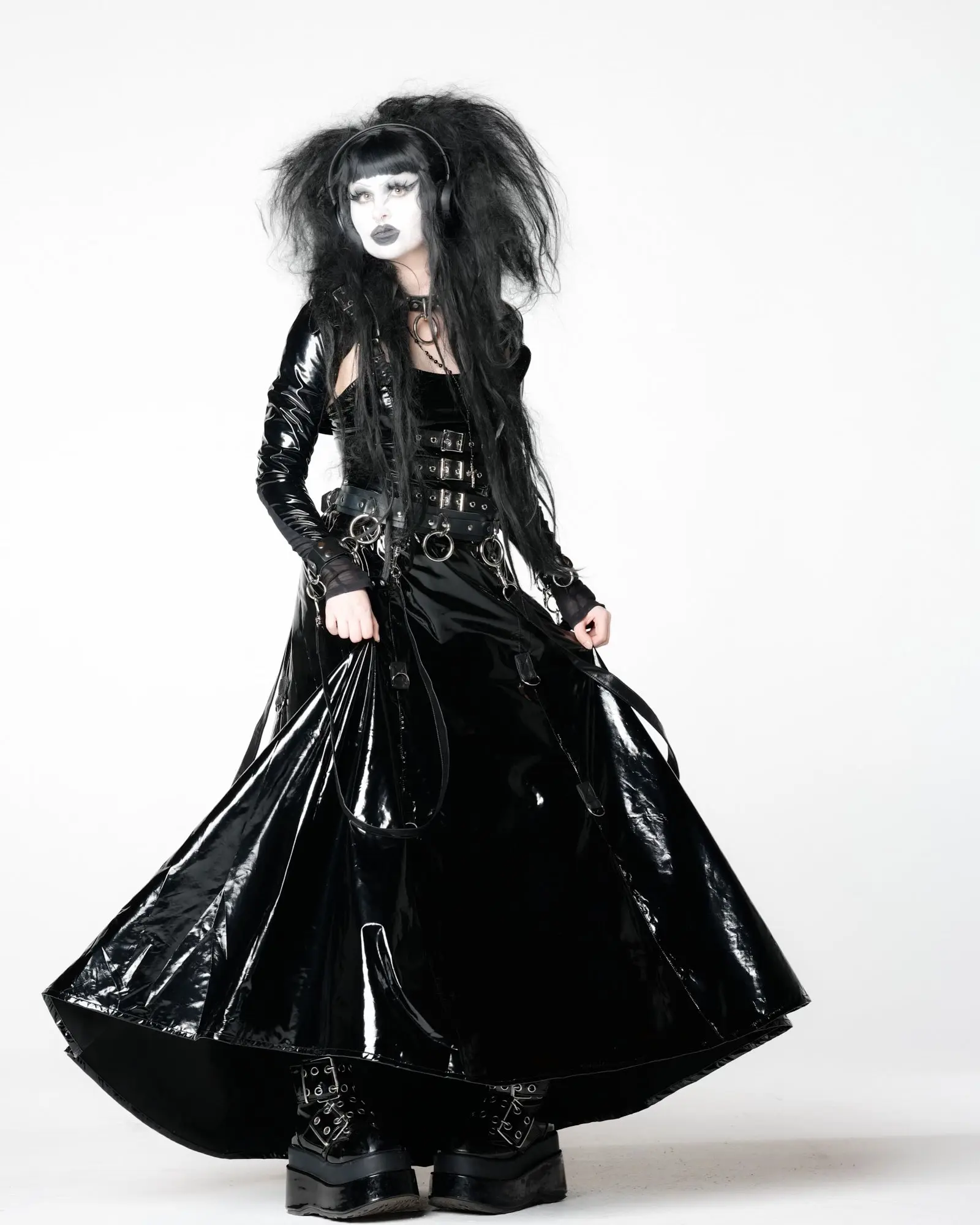 BLACK PVC VINYL INDUSTRY BALL GOWN
