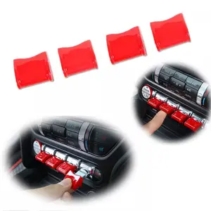 4pcs ABS Red Console Center Control Switch Button Frame Protector Cover Trim For Ford Mustang 2015 2016 2017 2018