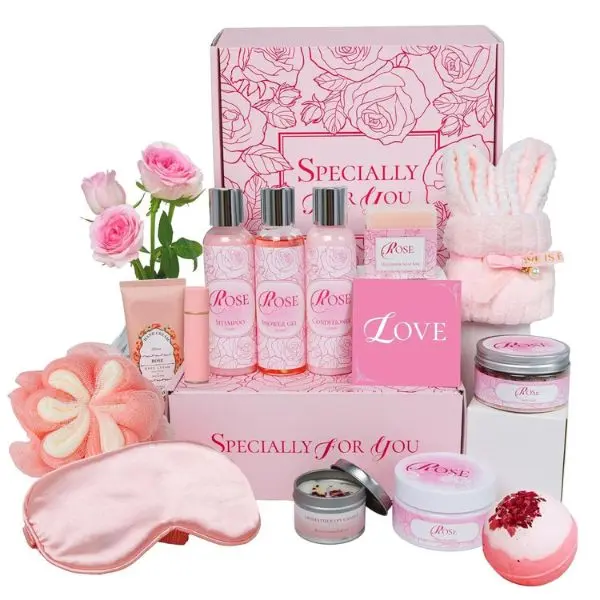 Mother’s Day Gifts for Her – 16‑Piece Rose Spa & Bath Gift Set with Bath Bombs, Lotion & Relaxing Home Spa Kit – Best Gift for Mom, Wife, Girlfriend, Women’s Self Care Gift Set