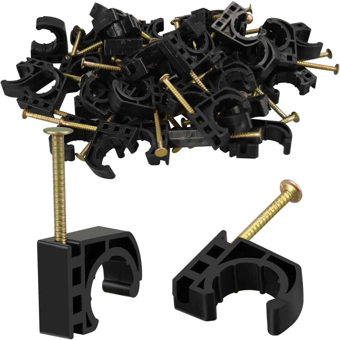 50/100/200 Pack 1/2" Half Clamps J-Hook with Nails Set, J Clamps for PEX, Copper, CPVC Tubing Connections (1/2", 50 count)