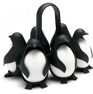 Penguin 3-in-1 Cook, Store and Serve Egg Holder, Penguin-Shaped Boiled Egg Cooker for Making Soft or Hard Boiled Eggs, Eggies, Holds 6 Eggs for Easy Cooking and Fridge Storage