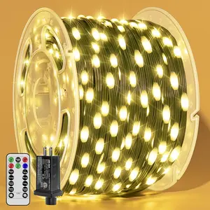 Outdoor LED String Lights: Choose from 300/500/1000 LEDs, featuring a waterproof design, remote control, and timer function. Switch between 8 dimming modes at will, and the color option is perfect for decorating Christmas trees