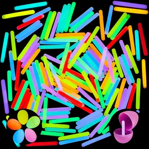100 Mini Glow Sticks(1.7"), 8 Colors, Glow in The Dark for Easter Eggs Party Favors,Easter Basket Stuffer Party Pack, Weddings Classroom Decorations Prizes