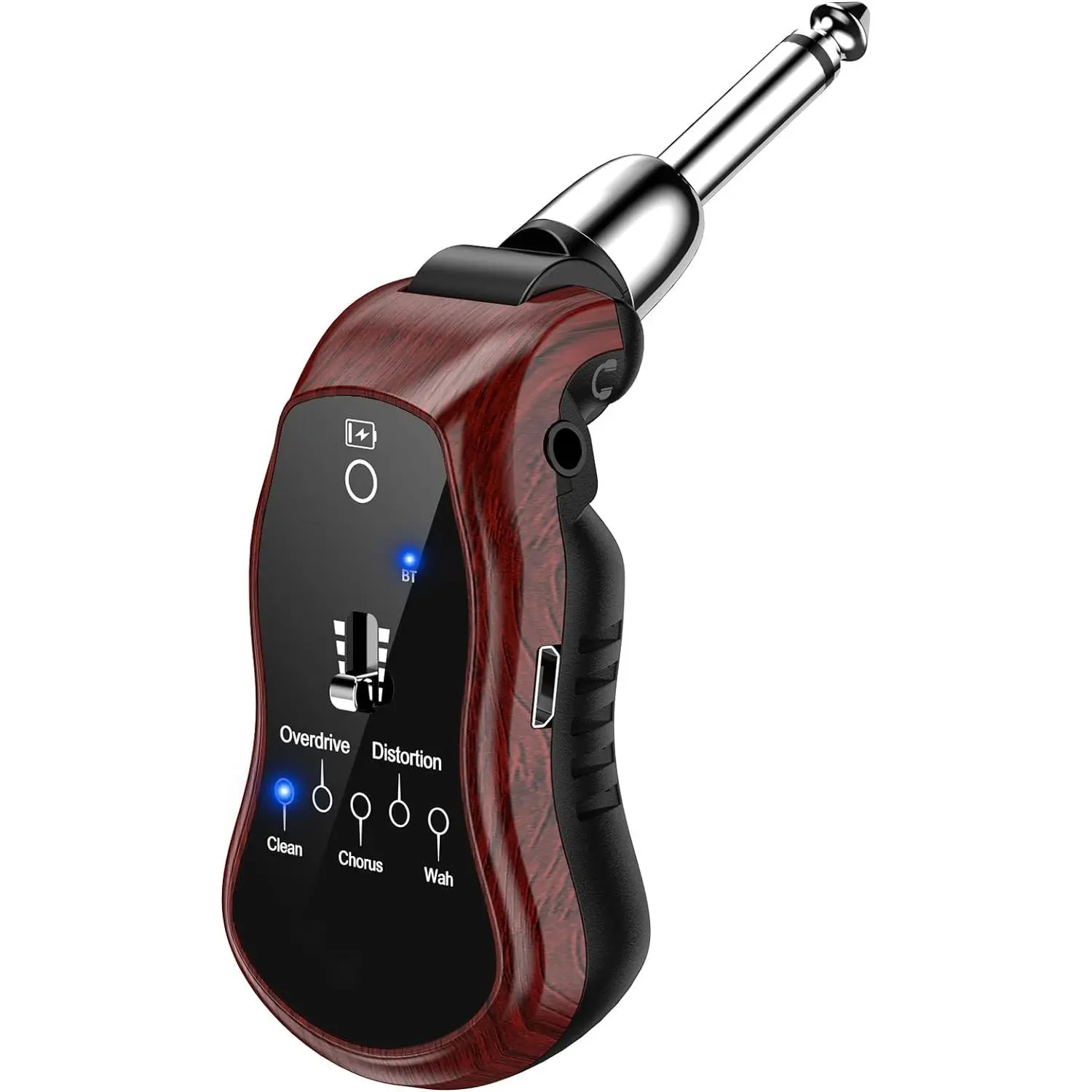 Guitar Headphone Amp Portable Mini Plug Guitar Headphone Amplifier Rechargeable Travel Pocket Electric Guitar Bass Amp with Bluetooth Receiver Clean Chorus Flanger Metal and Wah 5 Effects