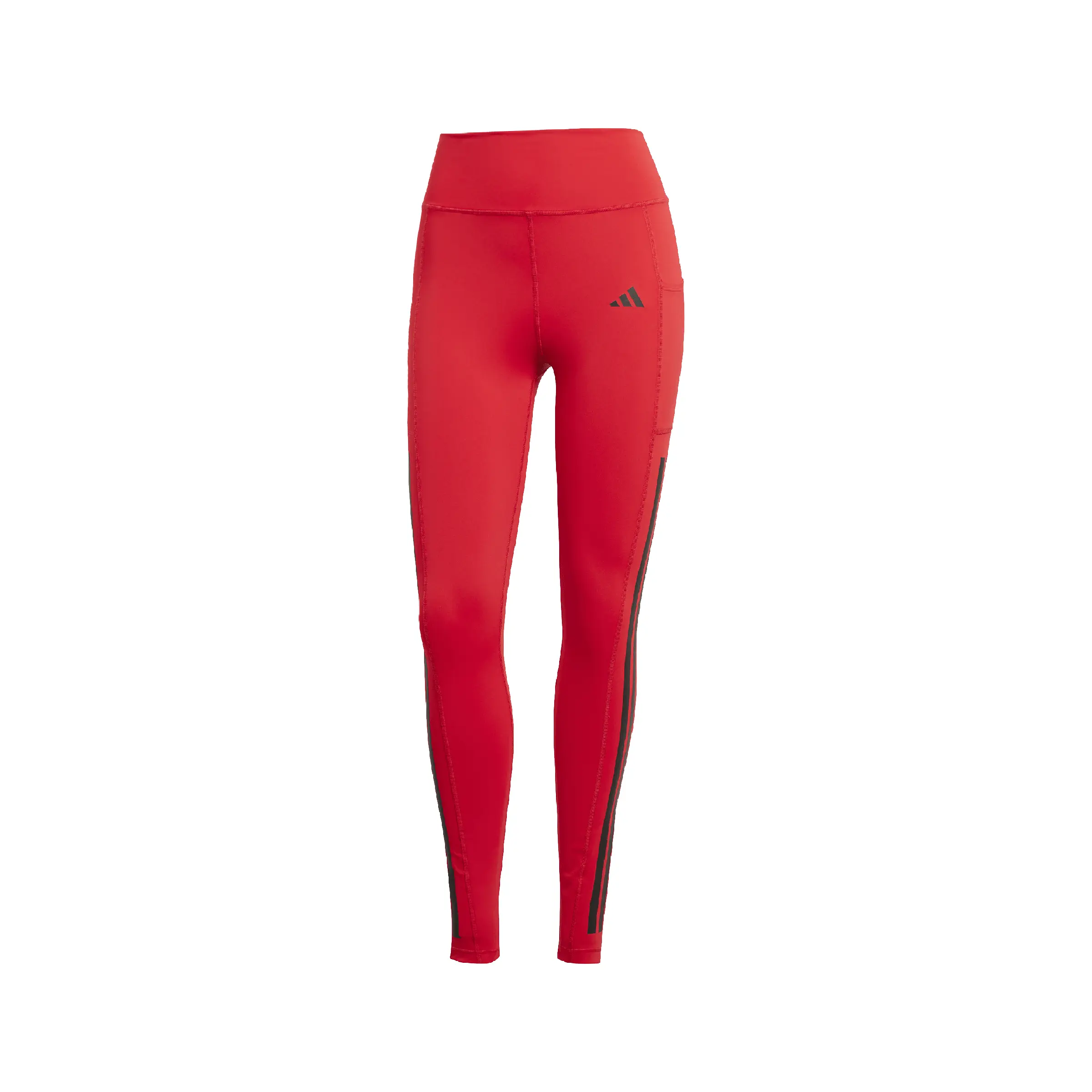 adidas Womens Optimé 3-Stripes Full-Length Leggings Casual - Red