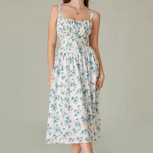 Grace Karin Women's Floral Midi Dress Corset Sundresses 2025 Summer Spring Vacation Milkmaid Dresses