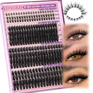 Volume Lash Clusters Spikes Cluster Eyelash Extensions 60D 80D 100D Thick Spiky Individuals Lashes 5-19mm Mega Wispy Eyelash Extension Fluff DIY D Curly Lash Extension with Bottom Lashes 296Pcs