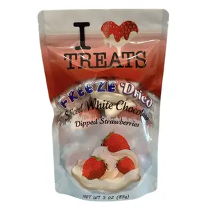 Freeze Dried White Chocolate Covered Strawberries (3 oz) tiktok candy Snack Bonbon Crunchy Sweet