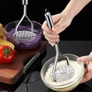 Stainless Steel Manual Potato Masher with Non-Slip Ergonomic Handle Heavy Duty Food Press Tool for Mashed Potatoes Vegetables and Eggs Ideal for Home Kitchen and Restaurant Use