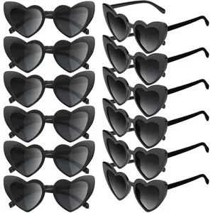 Heart Shaped Sunglasses, 12pcs/set Trendy Heart Sunglasses, Fashion Accessory for Bridal Shower, Bachelor Party, Wedding, Birthday