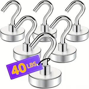 6 hooks for heavy magnets - U Shaped Hook, polished surface, UV resistant, suitable for cruise ship cabins, refrigerators, kitchen key holders, door magnets, modern practical hooks, can be installed on the ceiling