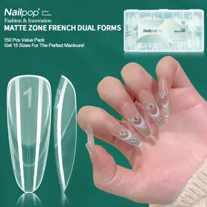 150pcs French Dual Nail Forms Multiple Sizes French Tips Reusable Nail Art Tool Suitable for Professionals and DIY Enthusiasts