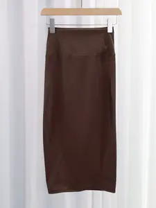 High Waist Yoga Skirt Bottom, Womenswear, High Elasticity, Vintage Nude Feel, Slimming Fit, Back Slit, Quick-Dry, Breathable, Spring Summer Midi Dress
