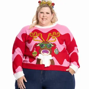 Jollidays x Glitter and Lazers Women's Make it Rein Sweater, Inclusive Sizes S -5X, Crewneck Long Sleeve Pullover Party