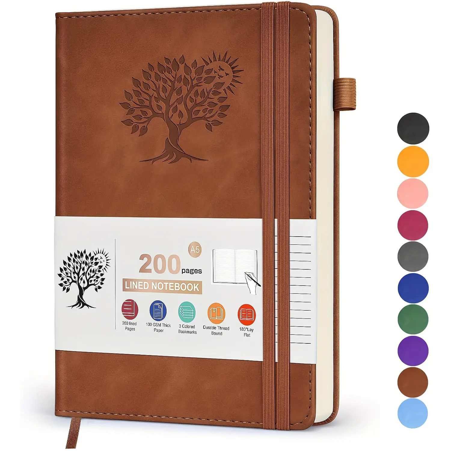 Lined diary, hard-shell leather ledger, unisex, A5 Journal Notebook, suitable for work, note-taking, business, travel and daily records, 200 pages of 100G grid paper (5.9 inches X 8.4 inches)