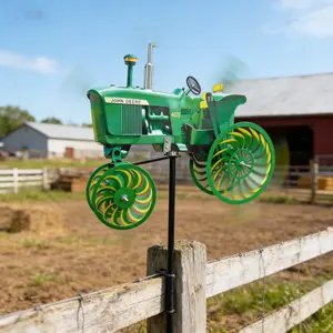 New Metal Iron Art Outdoor Garden Courtyard Rotating Tractor Motorcycle Windmill Design Decor, 2D Flat Assembly Required