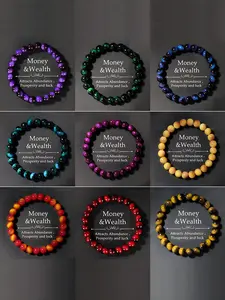 Fortune Stone Bracelet Set 9 Pieces, Bangles Bracelets Set, Lucky Charm Jewelry for Wealth and Success, Perfect Gift for Friends and Family