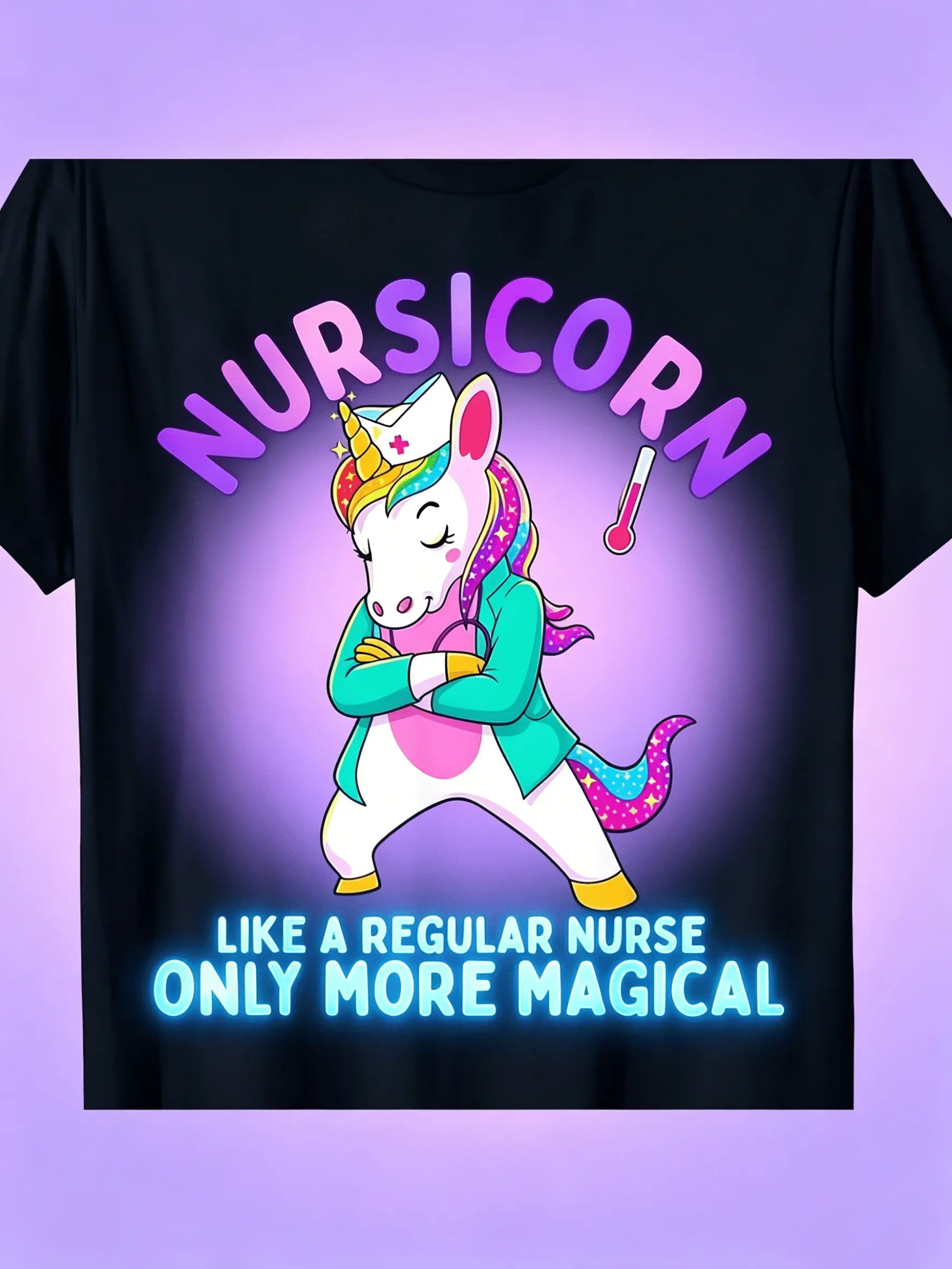 Men'  Women' Retro Nurse Unicorn T-Shirt - Funny R unisex soft cotton short sleeve t shirt, vintage graphic casual tee for men women teens, perfect birthday holiday gift for camping travel gym daily street casual wear