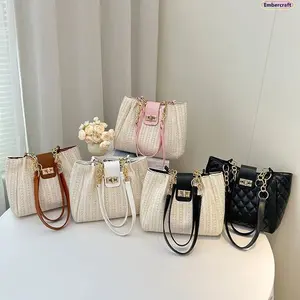 Women's 2026 Straw Woven Shoulder Bag - Large Capacity Stylish Commuter Tote Bags with Wide Strap, Durable Everyday Purse for Daily Use, Travel