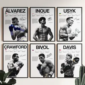 Set 6 Boxing Poster Art Unframed, Boxing Wall Print, Boxer Poster, Boxing Fan Room Decor Gift,  Gym Decor, Fitness Poster, Man Cave Art, Gift for him