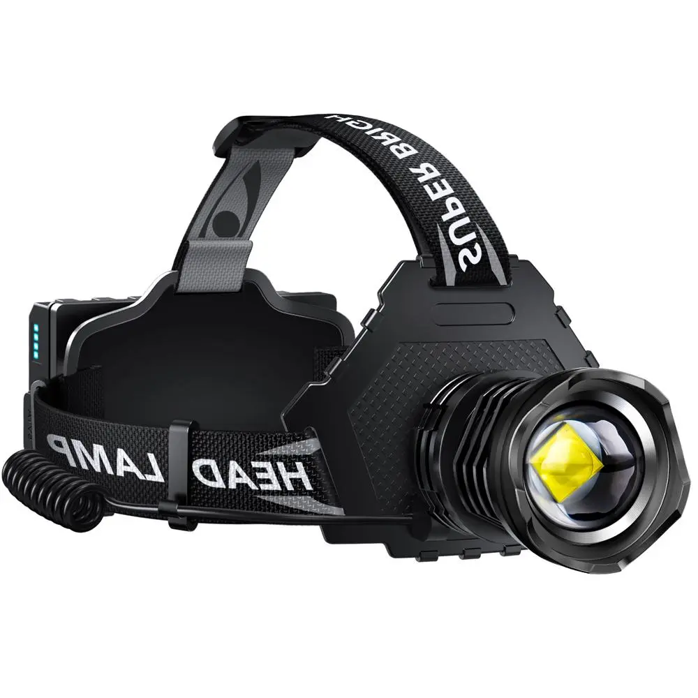 AKNEAR Hands-Free 99000LM Zoomable Headlamp – 12 Lighting Modes, 30-Day Battery Life, 125° Adjustable Angle, IPX7 Waterproof – Ideal for Construction, Hiking, Camping, Fishing & Emergency