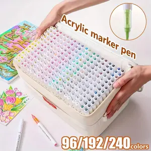 Languo 96/192/240 Color Liquid Acrylic Paint Art Markers Set, Thick Storage Bag Included, Stackable Pens for Scrapbooking & Crafts, DIY Painting Supplies