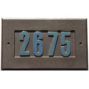 212 MAIN House Number Plate, 9 in. Powder Coated Aluminium Decor Plaque, 3 in. Gold Brass Numbers, Bronze Finish, Mount-Compatible Mailbox & Home Decor Accessory