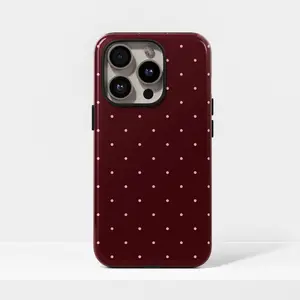 Mocha Cherry Polka iPhone Case Compatible with iPhone 17, 16, 15, 14, 13, 12, 11, Pro Max,  Galaxy S23, S22, S21, S20 Ultra