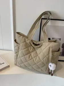 Lattice Large Capacity Lightweight Tote, Casual Style, Plain Pattern, All Seasons, Women's Fashion Accessory, Casual Commuter Bag