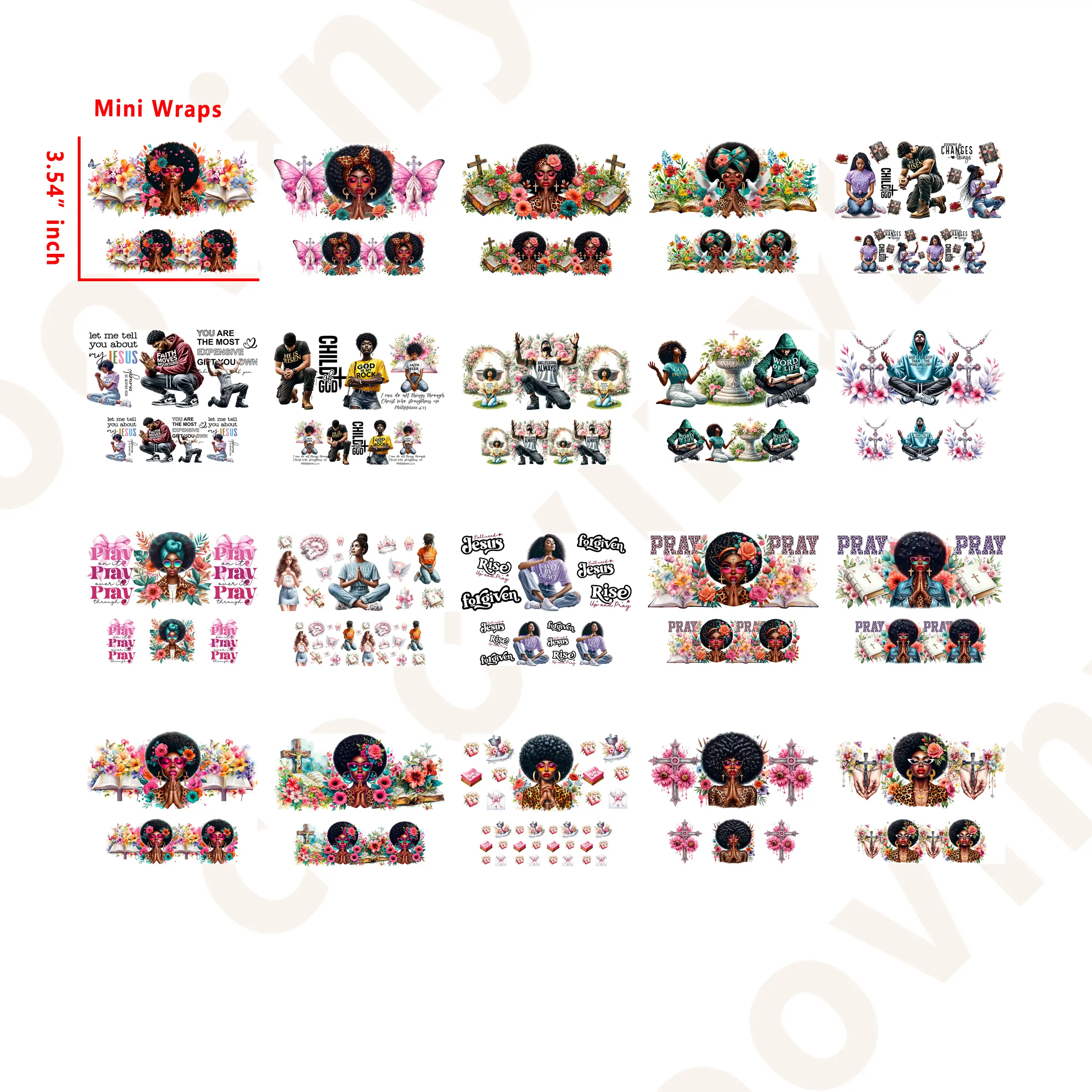 S Box UV DTF Mini Cup Keychain Wraps, Permanent Cup Decal Stickers, Durable Transfer Stickers with Gradient & Solid Color Options for Mini Tumbler Keychain Decor
