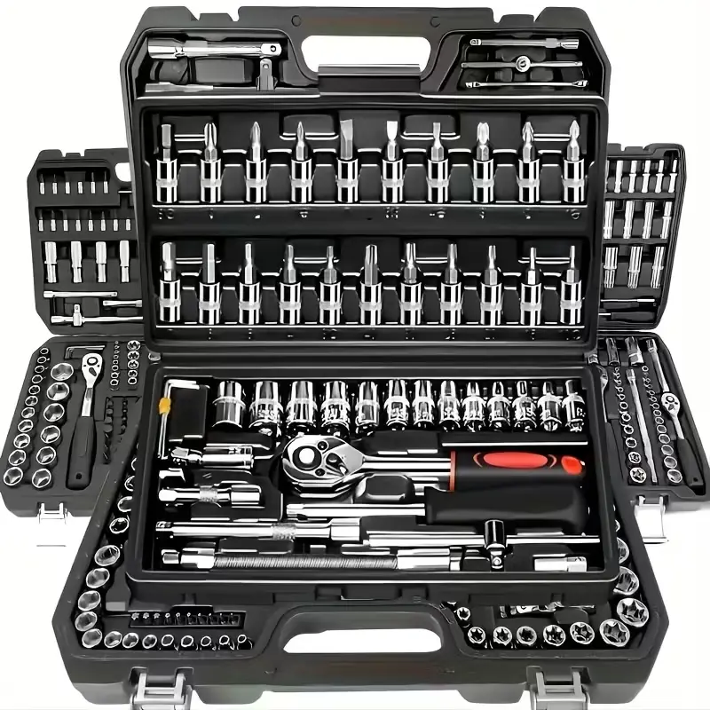 46-Piece Heavy-Duty Automotive Mechanic Tool Kit Set - Combination Wrench Set, Hex Wrench, Screwdrivers, Pliers for Car Repair, Bicycle Repair, Car Tools