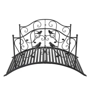 【Summervibes】Ubesgoo Courtyard With Bird Pattern Arched Handrail Courtyard Iron Bridge Black
