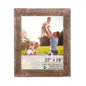 HomeRoots 386545 22 x 28 in. Rustic Farmhouse Brown Wood Picture Frame