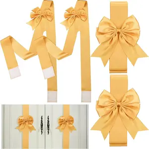 Christmas Cabinet Door Bow Tie Set, Large Christmas Ribbon Decorations, Pure Color, Kitchen Furniture Party Supplies