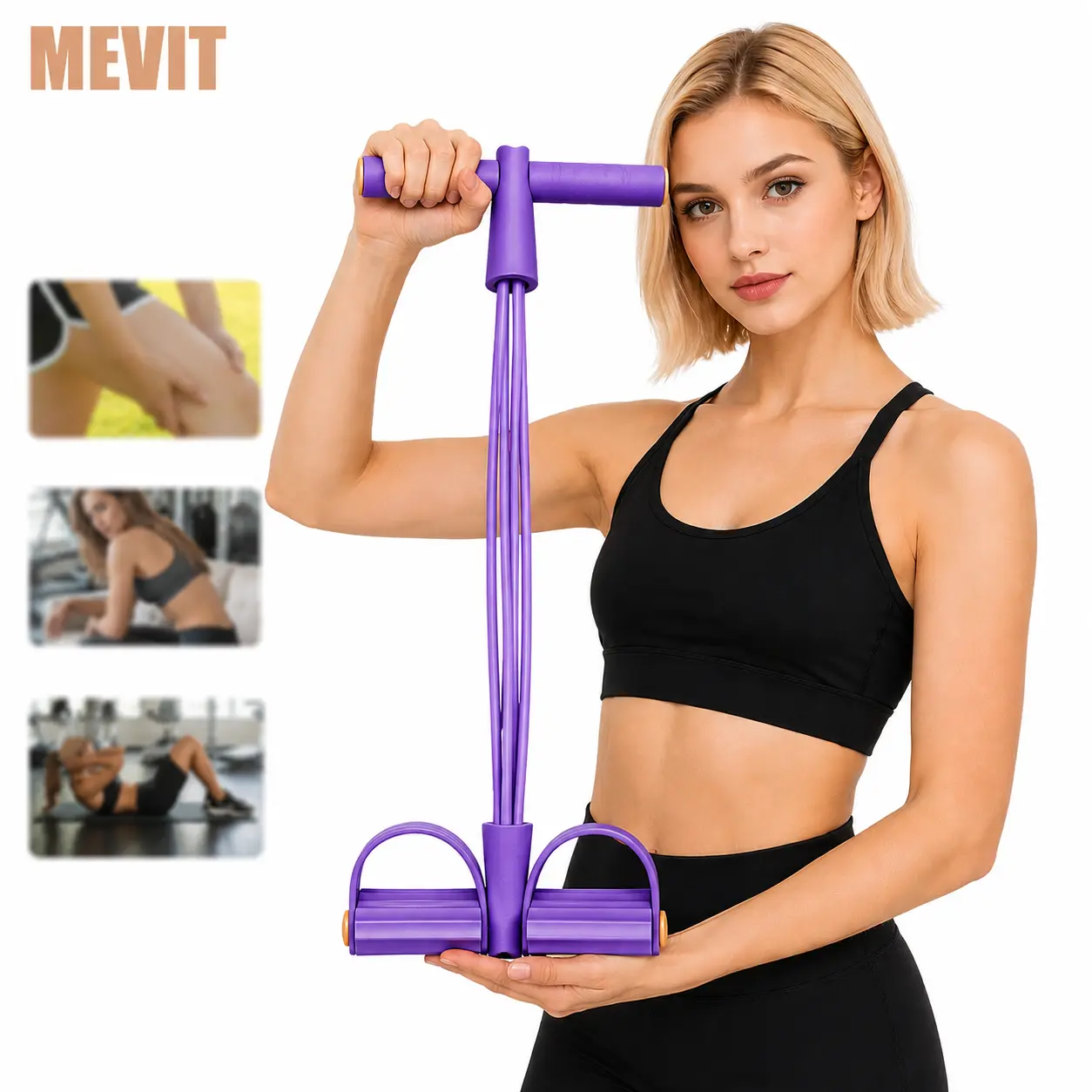 Purple Multi-Functional Pedal Resistance Band Trainer, Portable Fitness Band for Home Muscle Training, Full Body Stretching Gear, Core & Daily Workout Use, Fitness Bands, Muscle Training Band
