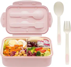 【Free Bag】Bento Boxes for Adults - 1100 ML Bento Lunch Box For Kids Childrens With Spoon & Fork - Durable for On-the-Go Meal, BPA-Free and Food-Safe Materials