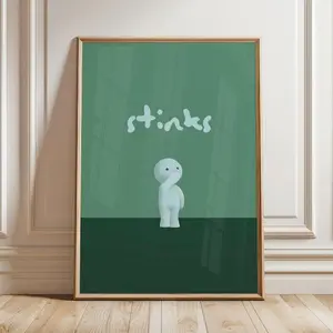 Smiski Smelly Poster, Smiski Wall Art, Funny Toilet Art,No frame